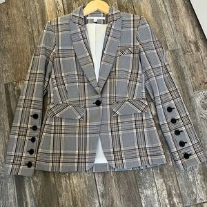 Veronica Beard Steel Jacket with Removable Turtleneck Dickey. Plaid